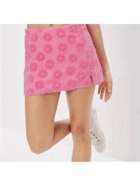 American Eagle XL hot pink terry mini skirt with shorts daisy